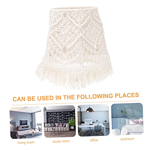 OSALADI Bohemian Macrame Lamp Shade Handmade Cotton Rope Woven Floor Lamp Cover 9.84X9.84X7.87 Inch for Bedroom Living Room Rustic Home Decor