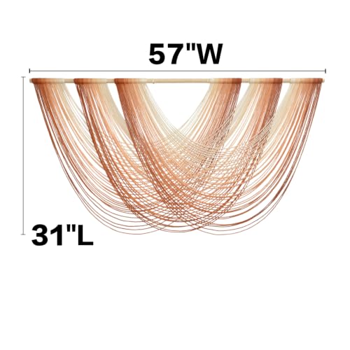 Macrame Wall Hanging Orange Boho Fiber Art Large Decor 57" W*31" L | Handmade、Gradient Color、Boho Decor、Premium Cotton、Large Statement Art - color: Orange