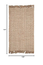 SAFAVIEH Natural Fiber Collection Area Rug - 9' x 12', Bleach & Natural, Handmade Chevron Fringe Jute, Ideal for High Traffic Areas in Living Room, Bedroom (NF458A) - size: 9' x 12' (Rectangular)