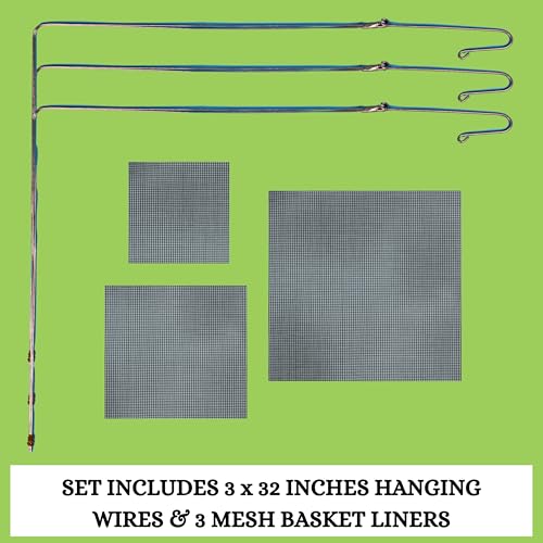 Set of 3 Strong Wooden Orchid Baskets with Hangers, Vanda Baskets for Outside - size: Set of 3