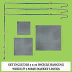 Set of 3 Strong Wooden Orchid Baskets with Hangers, Vanda Baskets for Outside - size: Set of 3