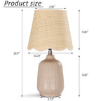 Pia Ricco 19" Modern Ceramic Table Lamp for Living Room Gray Camel Base Desk Lamps for Bedroom Farmhouse Bedside Nightstand Lamp End Table Lamps,Pink,Rattan Shade - color: Gray Camel Base