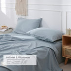 Simple&Opulence Linen Pillowcases 1 Pair Basic Style 55% Euro Linen 45% Cotton Blend Solid Color Flax Shams Set of 2, King Size 20"x40", Dusty Blue - color: Dusty Blue, size: 20"x40"
