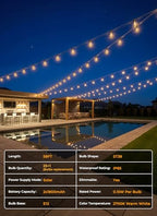 Brightown 58FT Solar String Lights Outdoor Waterproof, Patio Lights with Remote and 25+1 LED Shatterproof Bulbs, Dimmable & Timable, 3 Light Modes, Solar Lights Outdoor for Yard Camping Party Outside - size: 58FT(25 Sockets)