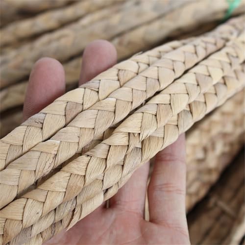 Czsycdsf 10 Meter 3 Strand Fiber Natural Corn Husk Braid Weave Braid Materials, Rattan Weave Material Basket Weaving Reed Weaving Supplies Rope for Crafts, DIY Projects and Repair Supplies, 1cm Width - size: 10 Meters (32.8 feet)