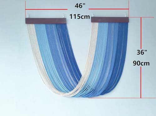 Tie-Dye Macrame Wall Hanging Large 46" Wx36 L Dip Dye Yarn Tapestry Home Boho Wall Decor Ombre Art Headboard Bedroom Living Room Apartment,Blue - color: Blue