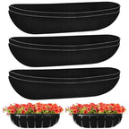 Riare 6 Pack 24 Inch Black Felt Window Box Liners- Fabric Trough Planter Basket Liners Replacement, Non-Woven Hanging Plant Liner for Wall Hanging Basket, Garden Fence Railing (Avoid Bird Nesting) - size: 24inch