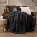 Battilo Chunky Knit Throw Blanket for Couch, Hand Made Chenille Throw Blanket, Super Soft Warm Cozy Charcoal Blanket for Bed, Sofa, Living Room, 50"x60" - color: Charcoal