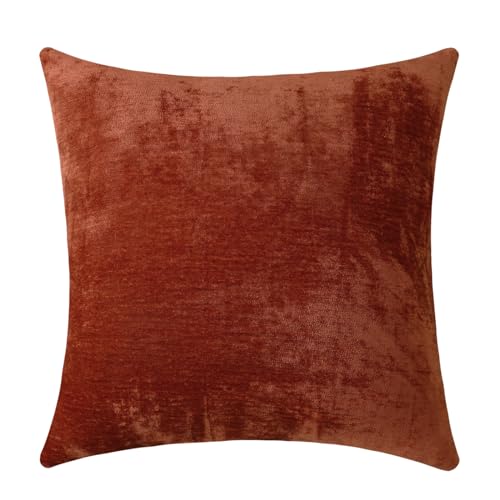Jeneoo Terracotta Decorative Throw Pillow Covers Soft Chenille Comfy Solid Rust Couch Cushion Case Decor (Set of 1, 24 x 24 Inches) - color: Terracotta, size: 24" x 24" (Pack of 1)