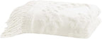 Madison Park 100% Cotton Tufted Chenille Design With Fringe Tassel Luxury Elegant Chic Lightweight, Breathable Cover, Luxe Cottage Room Décor Summer Blanket, 50" x 60", Ivory