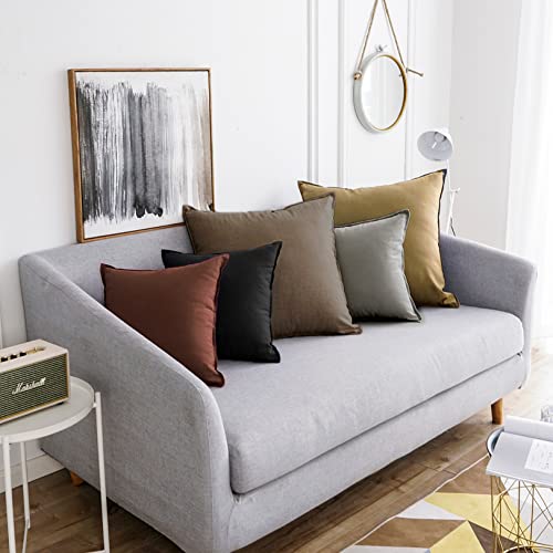 Jeanerlor Solid Cotton Linen Decoration 18"x18" Throw Pillow Cushion Case Special Pillow Cover Delicate Decorative Pillowcase for Couch/Bed/Chair,(45 x 45cm), Black - color: Black, size: 18" x 18" (Pack of 1)