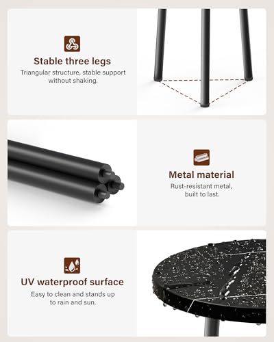 Plant Stand Indoor Tall: Corner Wood Plant Stand 2 Pack Mid Century Modern Decor - Small Round Plant Table for Indoor Plants - Outdoor Plant Holder for Patio Living Room Office (Black Marble) - color: Black Marble, size: 14"&20"