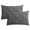 JELLYMONI Pillowcases Standard Size Grey 2 Pack Boho Plaid Bed Pillow Covers 20x26in Polyester Envelope Pillow Shams Tufted Bohemian Textured (Pillows are not Included) - color: 01 - Grey - Grid, size: 26" x 20" (Pack of 2)
