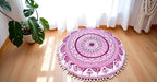 ICC Floor Pillows & Cushion Covers, Decorative Hippie Mandala Pouf Pillow Cover Bohemian Seating Meditation Cushion Cover, Large Boho Ottoman Case Pillowcase for Couch (Pink Trishol, 32" Round) - size: 32" x 32" (Pack of 1), style: Pink Trishol