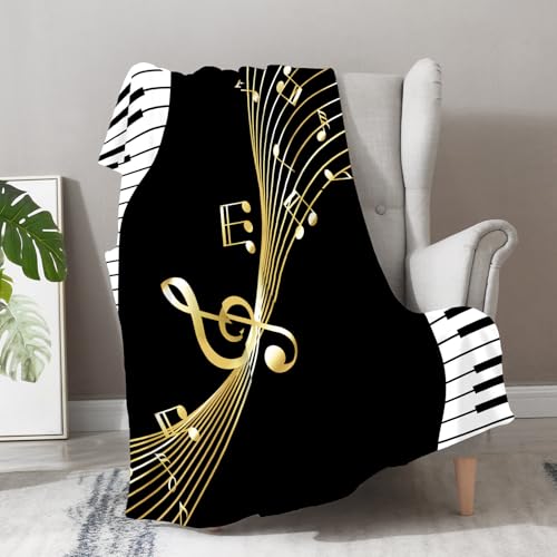 Aimego Music Blanket Gifts for Women Men Music Lovers Gifts Throw Blankets for Teacher Kids Musical Note Themed Piano Soft Cozy Bed Couch Plush Birthday Christmas Lightweight Blanket 50"x60" - color: Music