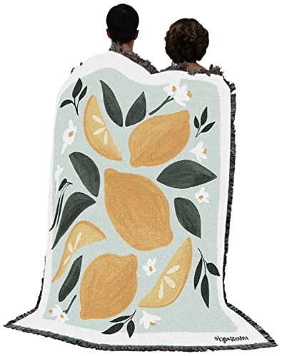 Pure Country Weavers Pastel Lemons Blanket by Kyra Brown - Garden Floral Gift Tapestry Throw Woven from Cotton - Made in the USA (72x54) - color: Pastel Lemons