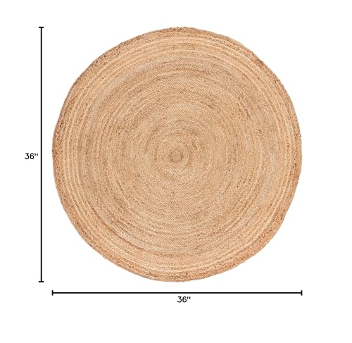 SAFAVIEH Area Rug 3' Round - Cape Cod Collection- Natural Brown, Handmade Braided Flat Weave Jute (CAP252A) - size: 3' (Round)