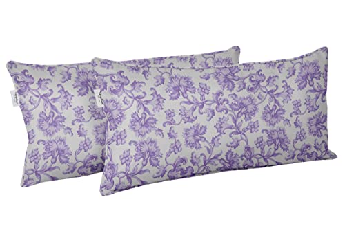 Indoor/Outdoor Polyester Fabric Lumbar Pillow Cover, All-Weather Waterproof Rectangular Cushion Case for Patio Furniture, 12 x 18 Set of 2 - Florals-32 - color: Dusty Purple2, size: 18" x 12" (Pack of 2)