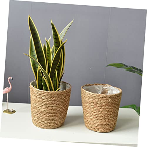 BESPORTBLE Planter Straw Woven Basket Plant Vase Liner for Home Decor Centerpiece