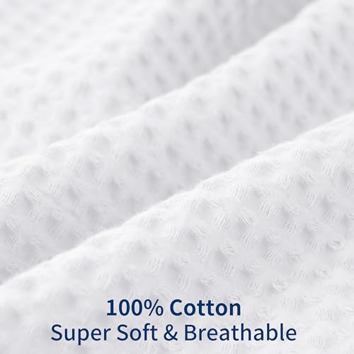 100% Egyptian Cotton 600 TC Waffle Weave Throw Pillow Covers 2 Pack, Ultra Soft Breathable Euro Pillow Shams Covers, Decorative Cushion Covers for Bed Couch Sofa Car, No Insert, White, 20" x 20" - color: White, size: 20" x 20" (Pack of 2)