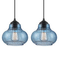 ELYONA 2 Pack Bubble Glass Pendant Lights 8 inch Modern Blue Hand Blown Globe Glass Pendant Lighting Hanging Light fixtures for Kitchen Island Dining Room Bar Bedroom Living Room - color: Blue-2 Pack
