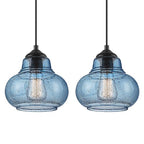 ELYONA 2 Pack Bubble Glass Pendant Lights 8 inch Modern Blue Hand Blown Globe Glass Pendant Lighting Hanging Light fixtures for Kitchen Island Dining Room Bar Bedroom Living Room - color: Blue-2 Pack