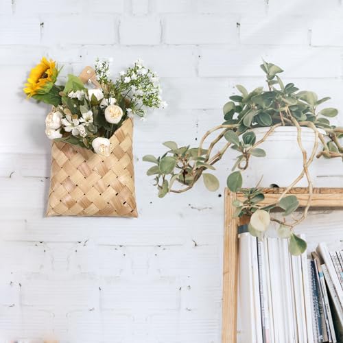 Woven Wall Hanging Basket, Hanging Wall Storage Belly Basket for Flowers & Essentials - Woven Wall Decorative Flower Basket (1)