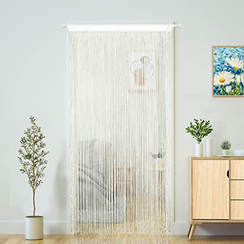 YaoYue Doorway String Curtain Door Curtains,Boho Hippie Hanging Fringe Room Divider for Patio Bedroom Closet Kitchen Laundry,Room Window Wall Door Decor(39x110inch/100×280cm,Beige) - color: Beige, size: 39"W x 110"L (Pack of 1)