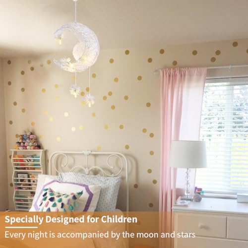 TISLYCO Kids Ceiling Light, Moon Chandelier, Girls Chandelier for Bedroom, Nursery Light Fixture - color: 23.62"x14.5"-Creative Moon Star Pendent Light
