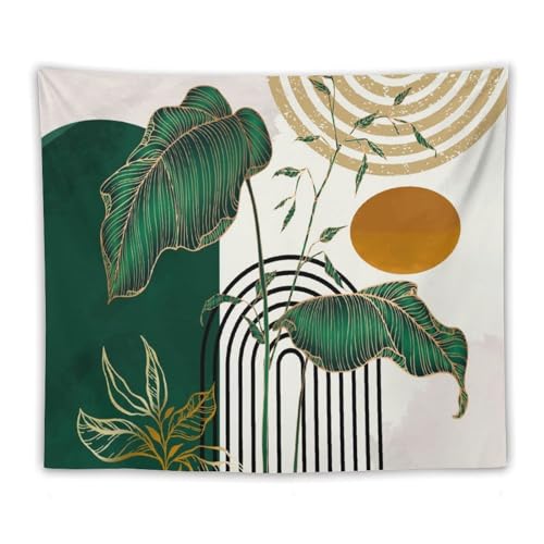 Boho Green Leaf Tapestry,Mid Century Abstract Leaves Tropical Palm Modern Minimalist Wall Hanging Neutral Home Decor Art for Living Room Bedroom Dorm 40"x30" - color: Boho Leaf-13, size: W40xL30in