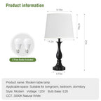 Bedside Table Lamp Touch Control Bedroom Lamps with USB A + C Charging Port 3 Way Dimmable Touch Lamps for Nightstand Living Room Bedroom Dorm Home Office Reading, Set of 2 (White Shade & Black Base) - color: White Shade & Black Base