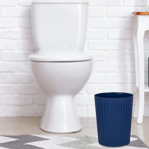 JiatuA Small Trash Can Plastic Wastebasket Round Garbage Container Bin for Bathroom, Kitchen, Bedroom, Home Office, College Dorm, Navy Blue - color: Navy Blue, size: 1.8 Gallons