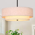 Black Modern Chandelier 18'' Drum Pendant Light with Fabric Lampshade Hanging Light Fixture 3-Light Farmhouse Chandeliers for Dining Room Bedroom Kitchen Hallway Foyer - color: 18" Fabric Black