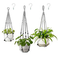 Mkono 3 Pack Macrame Plant Hangers Indoor Different Size Hanging Planter Basket Flower Pot Holder with Beads No Tassels 35"/29"/23", Medium, Grey - color: Gray, size: Medium