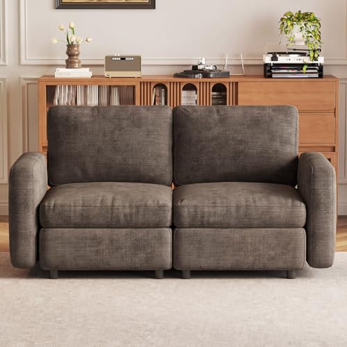Guyii 2 Seater Loveseat Brown Modular Sectional Sofa Modern 2 Seats Couch Soft Cushion for Living Room Apartment Small Space Saving - color: Brown, size: 2 seater