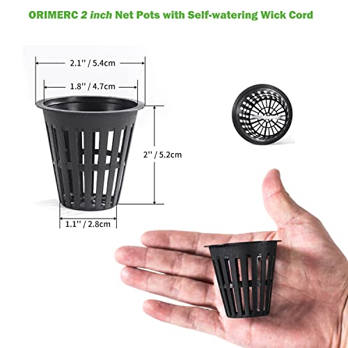 ORIMERC 2 inch Net Pots for Hydroponic Tower, 50 Pack Mesh Net Cups Come with Self Watering Wicking Rope&Plant Labels, for Hydroponic Garden Plants Baskets Aquaponics Vegetable Growing Indoor BPA Free - size: 2 inch (50 Pack)