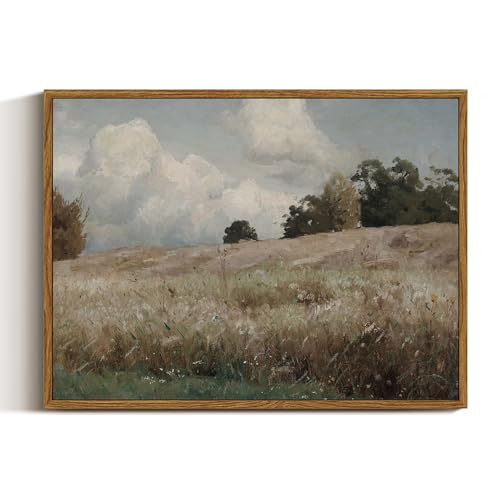 InSimSea Framed Canvas Wall Art Vintage Decor, Landscape Paintings Wall Decorations for Living Room, Retro Wall Art for Bedroom Office Decor, Grassland Classical Painting Prints Room Decor, 12"x16" - color: Corn Field, size: 16"L x 12"W