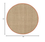 SAFAVIEH Area Rug 6' Round - Natural Fiber Collection - Natural & Rust, Seagrass, Basketweave Pattern with Border (NF114Y) - color: Natural/Rust, size: 6' (Round)