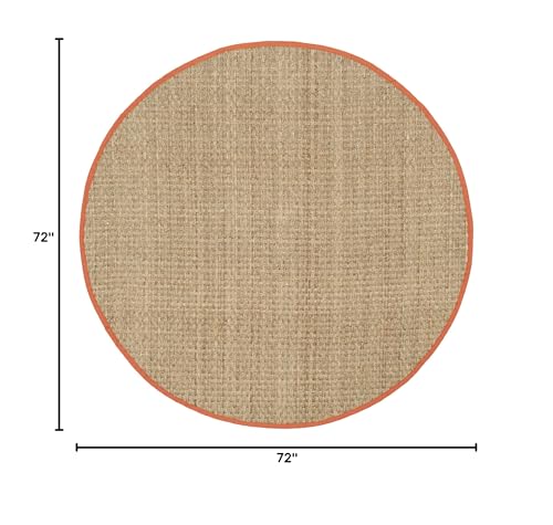 SAFAVIEH Area Rug 6' Round - Natural Fiber Collection - Natural & Rust, Seagrass, Basketweave Pattern with Border (NF114Y) - color: Natural/Rust, size: 6' (Round)