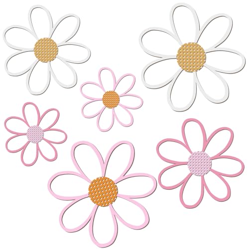 Thyle 6 Pcs Daisy Wall Decor Wooden Daisy Wall Sculptures Art Flowers Signs Hanging Plaque for Home Nursery Bedroom Farmhouse Bathroom Decorations Housewarming Gifts(Pastel Color) - color: Pastel Color