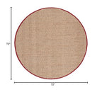 SAFAVIEH Area Rug 6' Round - Natural Fiber Collection - Natural & Red, Seagrass, Basketweave Pattern with Border (NF114D) - color: Natural/Burgundy Red, size: 6' (Round)