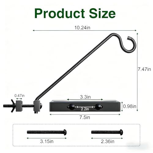 12-Inch 2 Pack Deck Bird Feeder Hanger for Railing, Outdoor Decor Plant Hanger, Balcony Railing Hook - 22LB Capacity - for Hanging Plants, Bird Feeders, Lanterns, Wind Chimes - size: 12 inch 2 Pack