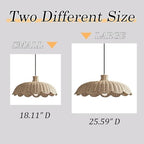 MIXL-Rattan Woven Pendant Light,Scalloped Shade Small Hanging Light,Rustic Kitchen Island Lighting,Boho Style Pendant Lamp for Living Room Bedroom - color: 18.11 Inches