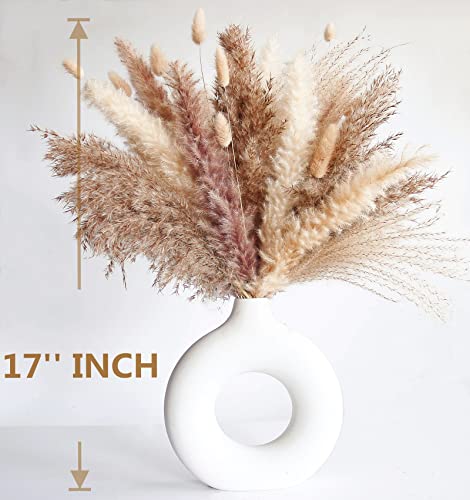 Natural Dried Pampas Grass Decor - 110 Pcs, Contains White Bunny Tails, Artificial Flowers for Bathroom, Office and Baby Shower Decor - size: 110PCS