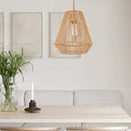 Woven Pendant Lights Hanging Lamp with 12" Hand Rattan Basket Shade Antique Brass Brush Paint Finish for Kitchen Island Farmhouse Dining Room Bar Bedroom Foyer Hallway - color: A- Brass