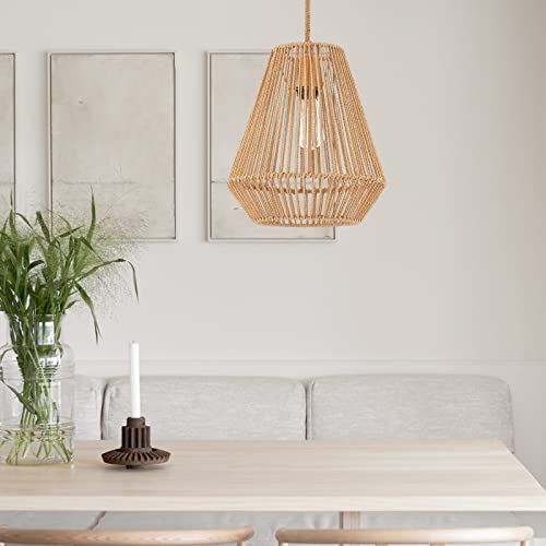 Woven Pendant Lights Hanging Lamp with 12" Hand Rattan Basket Shade Antique Brass Brush Paint Finish for Kitchen Island Farmhouse Dining Room Bar Bedroom Foyer Hallway - color: A- Brass