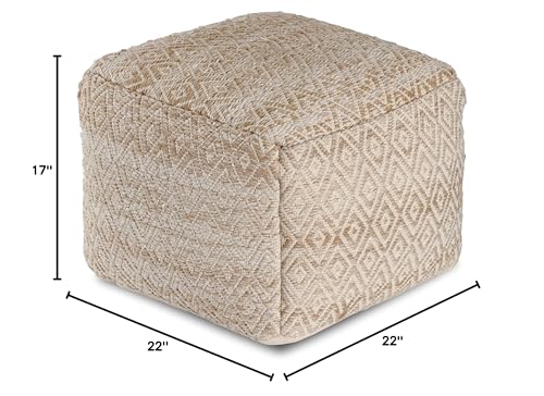 Anji Mountain Pouf Ottoman Foot Rest, Handmade Ottoman Pouf, Comfortable Foot Stool, Decorative Floor Seating for Living Room Decor, Bedroom & Home Décor Accent - Tawny - color: Tawny