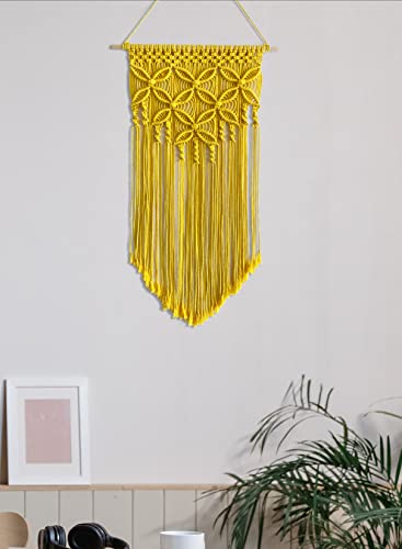 Winterdemoon Handmade Cotton Home Decor Macrame Wall Hanging Yellow - color: Yellow