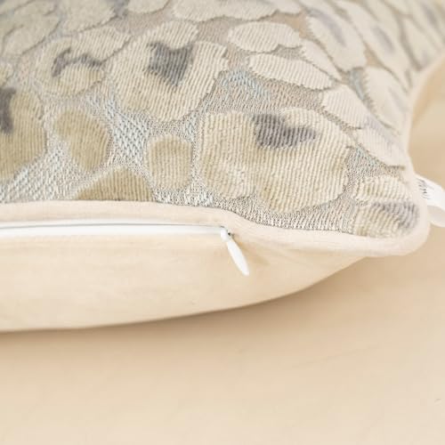 Alerfa Beige Floral Throw Pillow Cover 12 x 20 Inch Cut Velvet Rectange Luxury Decorative Lumbar Pillow Cover for Couch Living Room Bedroom - color: Beige, size: 20" x 12" (Pack of 1)