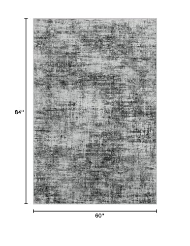 5x7 Area Rugs Washable Rug: Modern Abstract Living Room Rug Soft Anti-Skid Thin Carpet Indoor Floor Non-Shedding Carpets for Bedroom Dining Room Farmhouse Nursery Home Office - Black - color: Black, size: 5' x 7' (Rectangular)